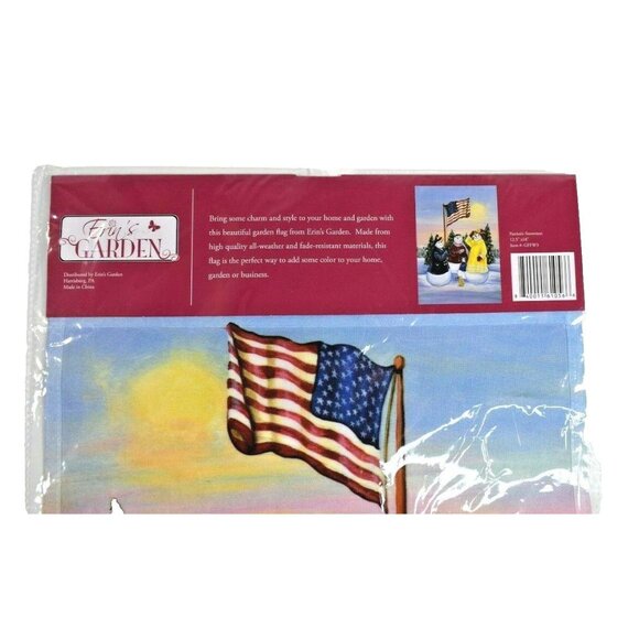 Erins Garden Patriotic Snowman Decorative Garden Flag 12.5 x 18 New - Picture 4 of 4